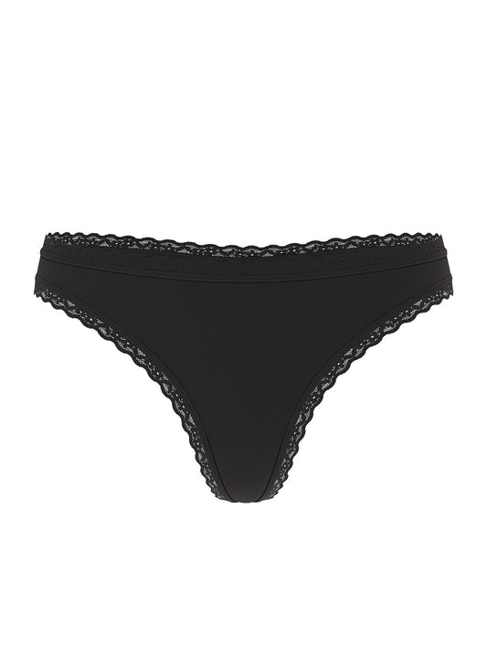Tanga de algodón con encaje y cintura